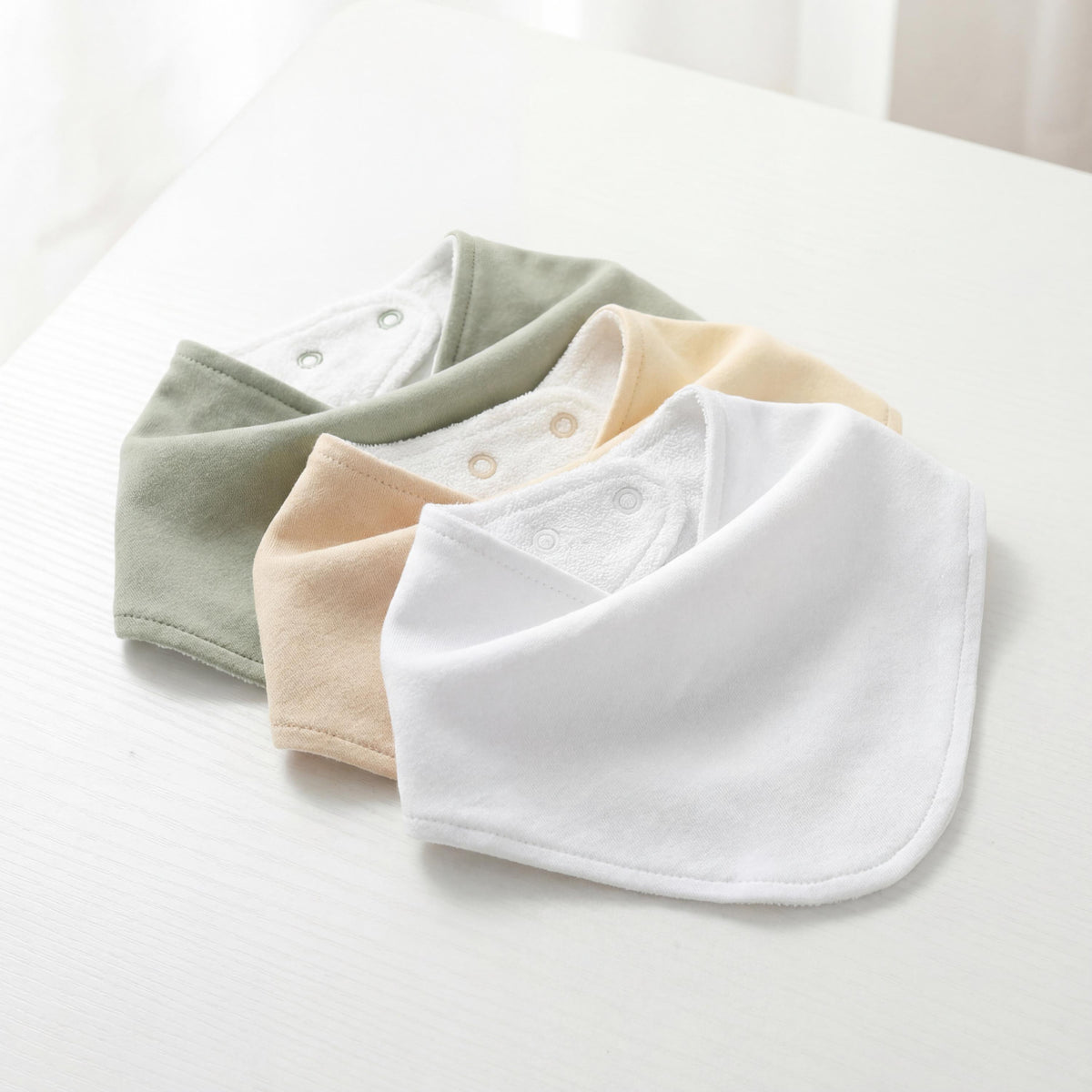Organic Cotton Baby Bandana Bib, Personalized Name Embroidery, Neutral Drool Bib