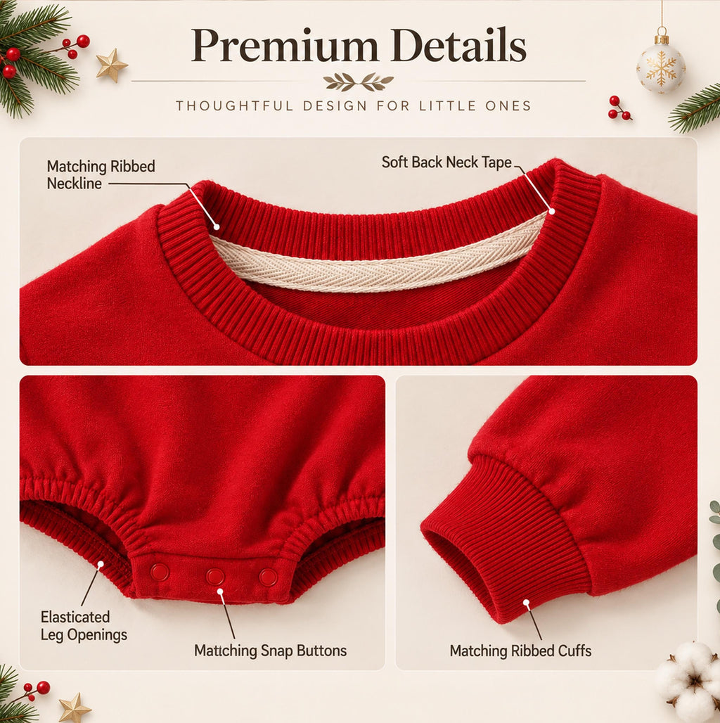 Personalized Baby Christmas Romper, 100% Organic Cotton, Custom Name Embroidery (First Christmas Outfit), Baby first Christmas Gift