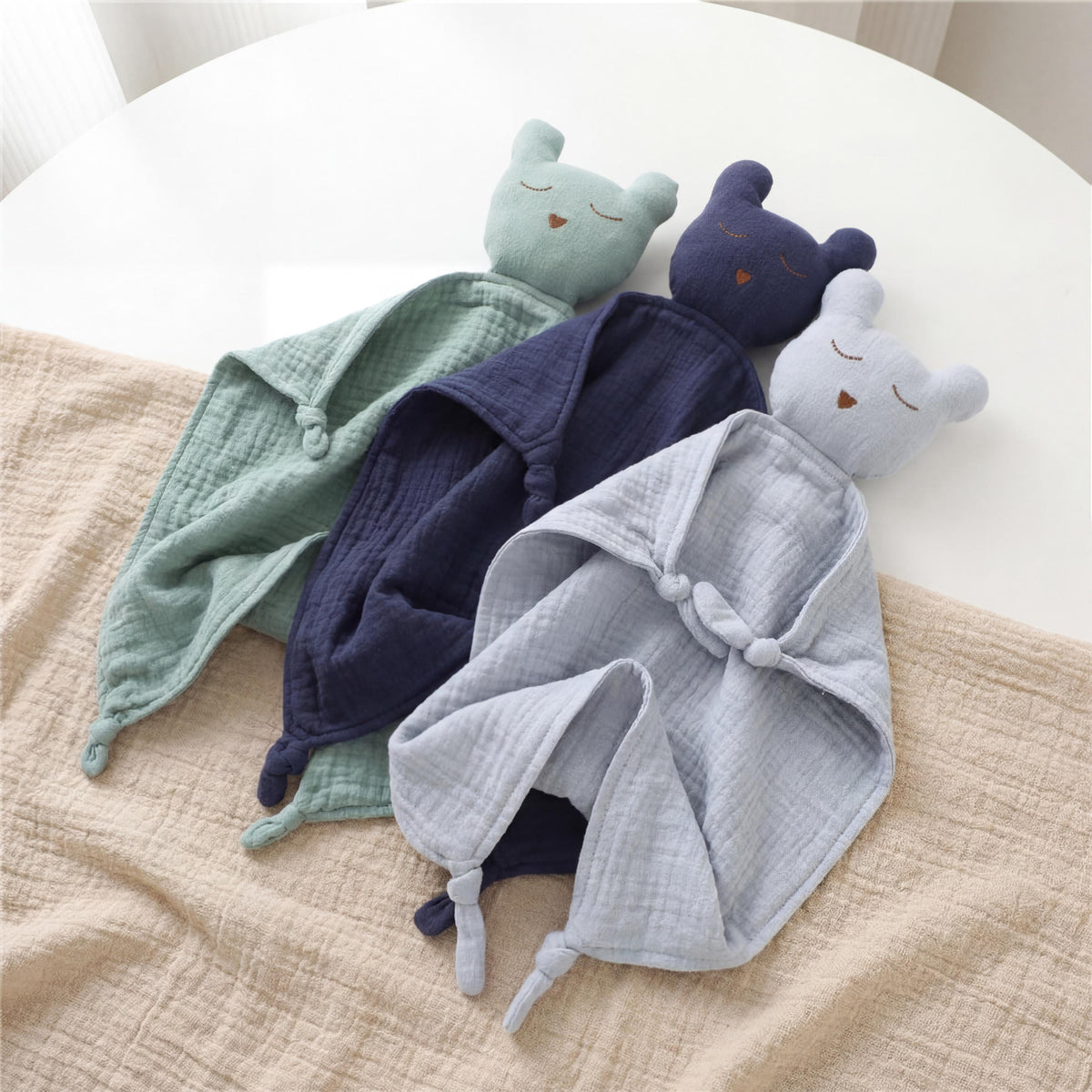 Embroidered Organic Cotton Bear Lovey, Personalized Baby Gift