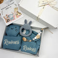 Personalized Bunny Lovey Gift Set – Embroidered Name, Pacifier Clip, Baby Bib, Toy