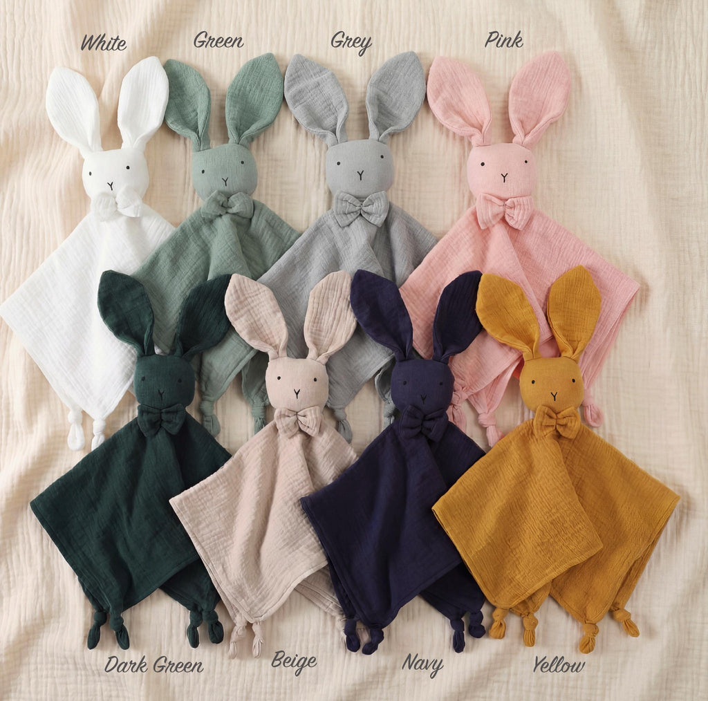Embroidered Organic Cotton Bunny Lovey, Personalized Baby Gift, Bunny Toy