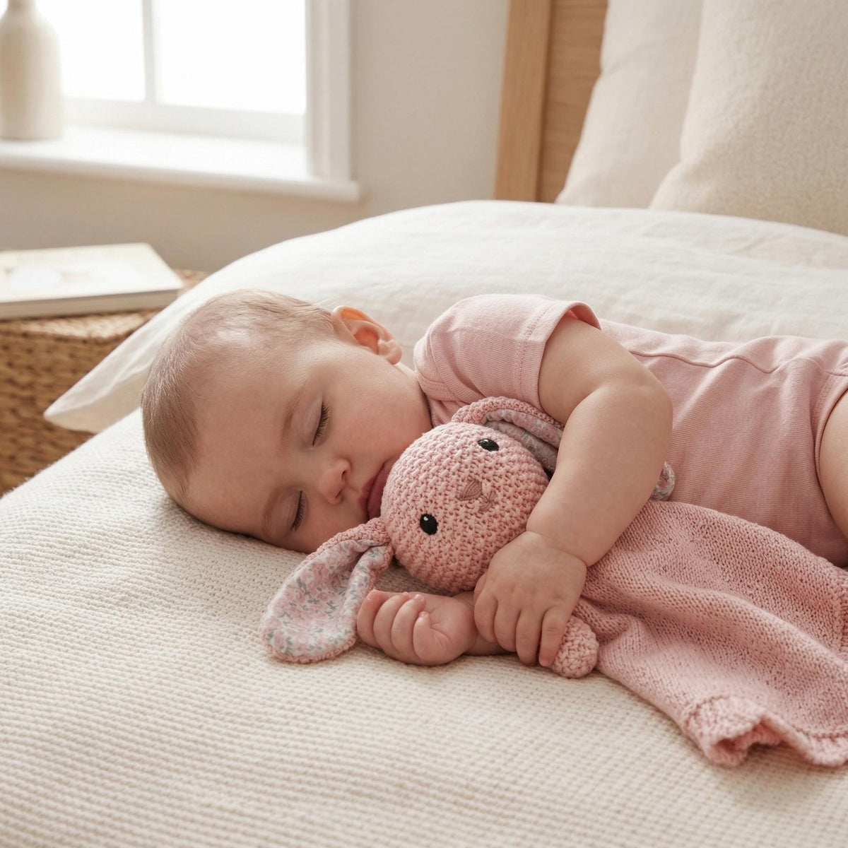 Personalized Bunny Lovey Set | Crochet Bunny Rattle Toy | Custom Name Baby Gift | Newborn Gift Girl | Baby Shower Gift