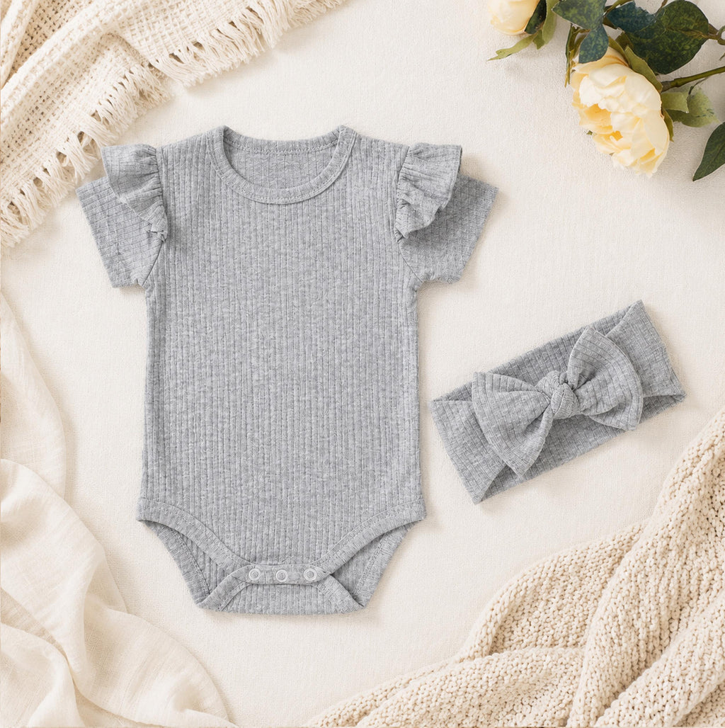 Personalized Organic Cotton Baby Bodysuit and Headband Set, Newborn Coming Home Outfit
