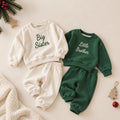 Organic Cotton Christmas Outfit for Kids, Personalized Matching Sibling Set, Brother Sister Christmas Outfit, Embroidered Sweatshirt Pants