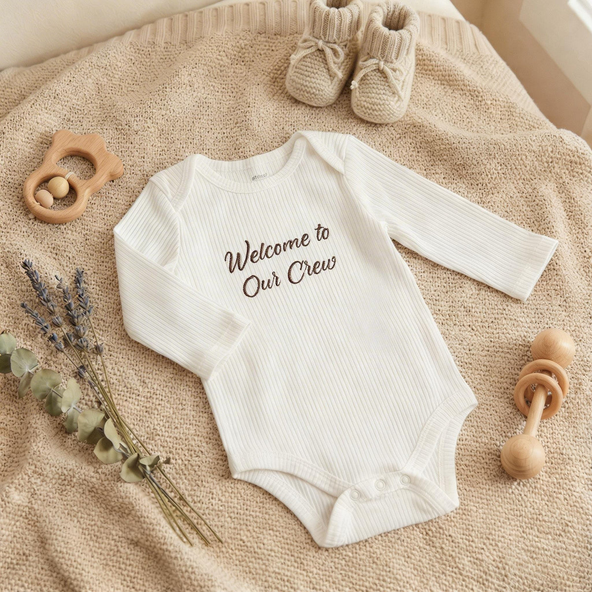 Personalized Embroidered Baby Bodysuit | Organic Cotton Name Onesie, Neutral Style