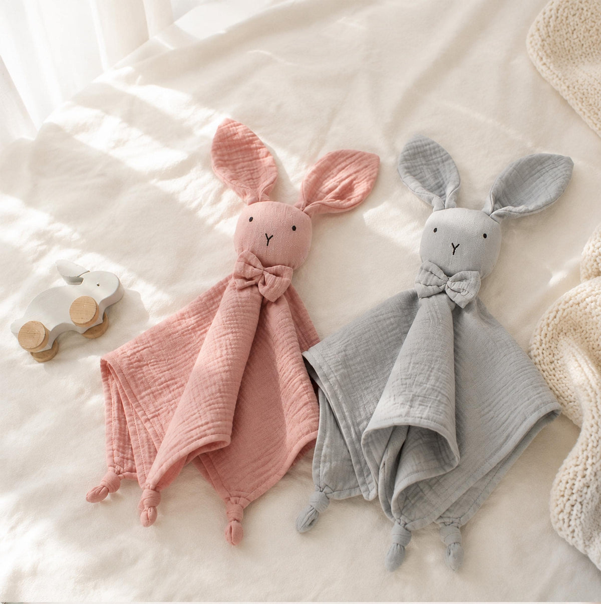 Embroidered Organic Cotton Bunny Lovey, Personalized Baby Gift, Bunny Toy