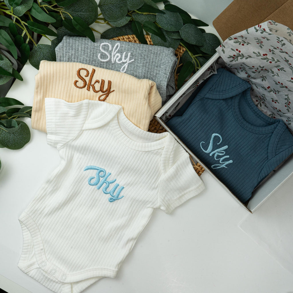 Personalized Baby Bodysuit | Embroidered Name Onesie, Organic Cotton