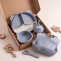 Personalized Silicone Baby Feeding Set, Bib, Plate, Bowl, Spoon, Snack Cup (Gift Box)