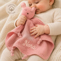 Embroidered Organic Cotton Bear Lovey, Personalized Baby Gift