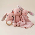 Personalized Crochet Bunny Lovey Set | Bunny Rattle Toy | Custom Name Baby Gift | Newborn Girl Gift | Baby Shower Gift