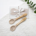 Personalized Silicone Baby Spoon and Fork Set, Wood Handle,baby shower gift