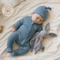 Personalized Baby Romper, Hat & Bunny Lovey Set, Newborn Gift (Organic Cotton)
