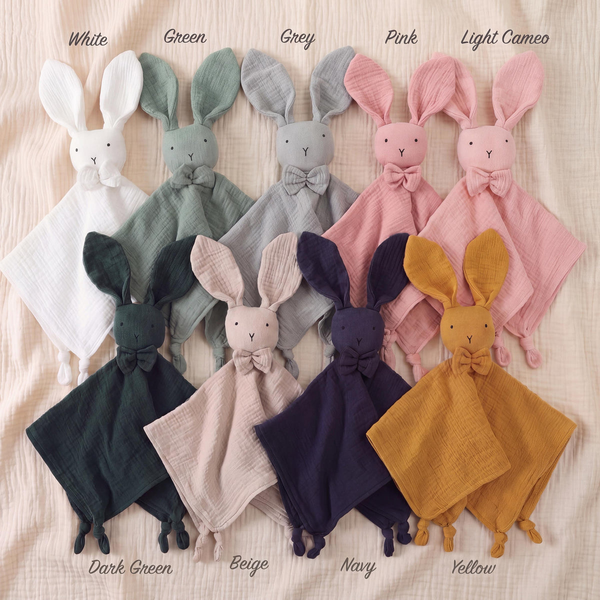 Personalized Organic Cotton Bunny Lovey, Custom Embroidered Baby Comforter