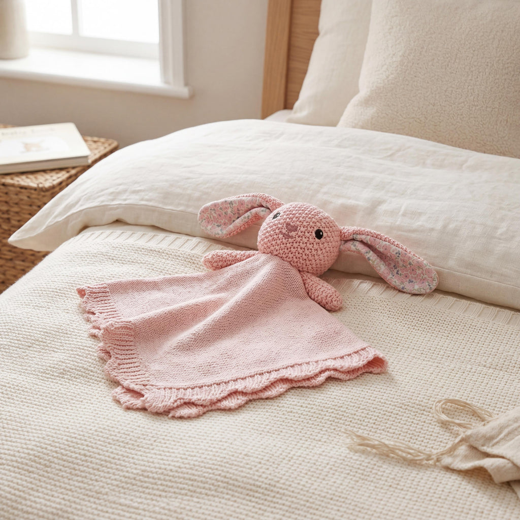 Personalized Bunny Lovey Set | Crochet Bunny Rattle Toy | Custom Name Baby Gift | Newborn Gift Girl | Baby Shower Gift