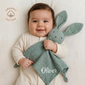 Embroidered Organic Cotton Bunny Lovey, Personalized Baby Gift, Bunny Toy