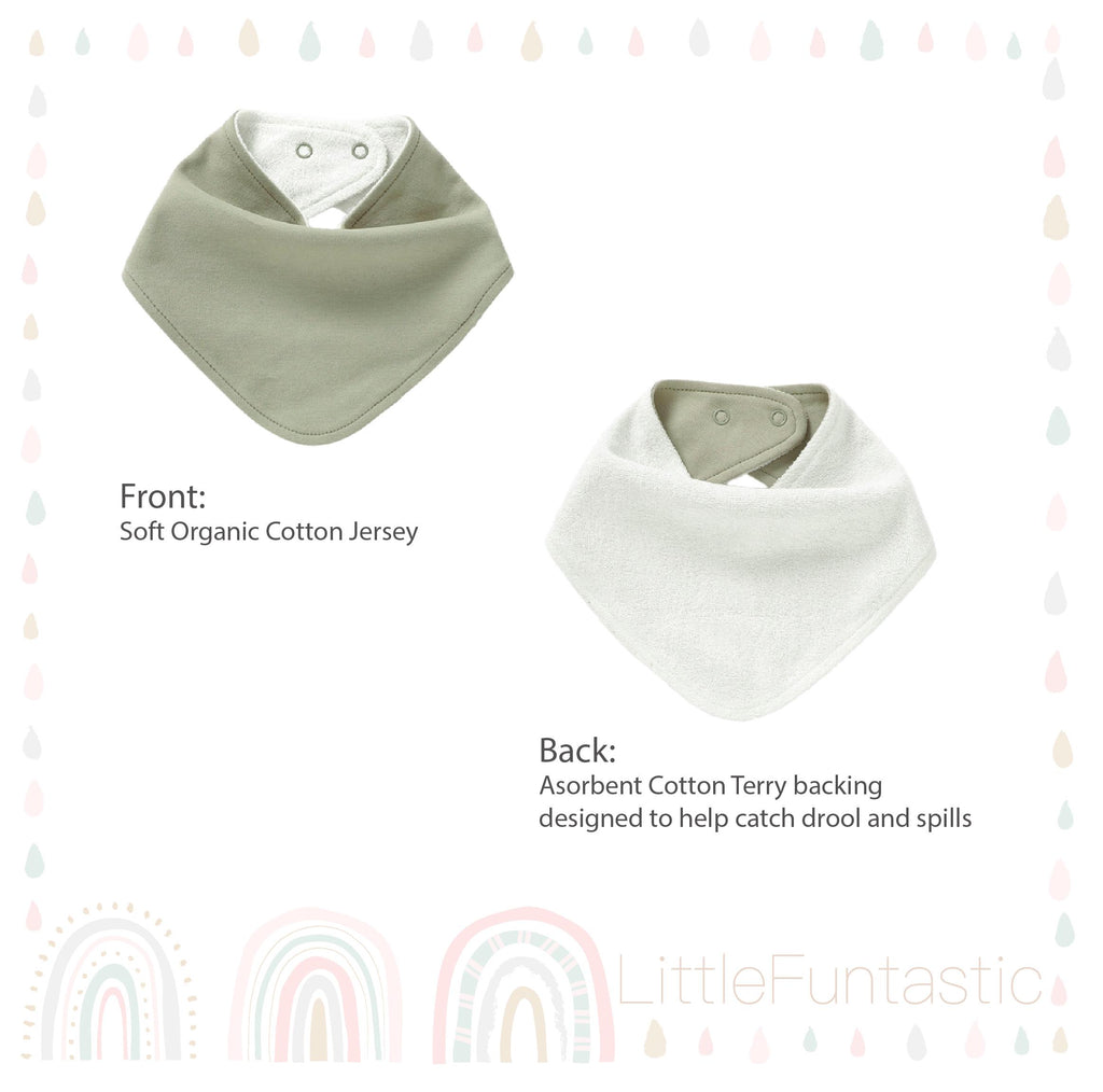 Organic Cotton Baby Bandana Bib, Personalized Name Embroidery, Neutral Drool Bib