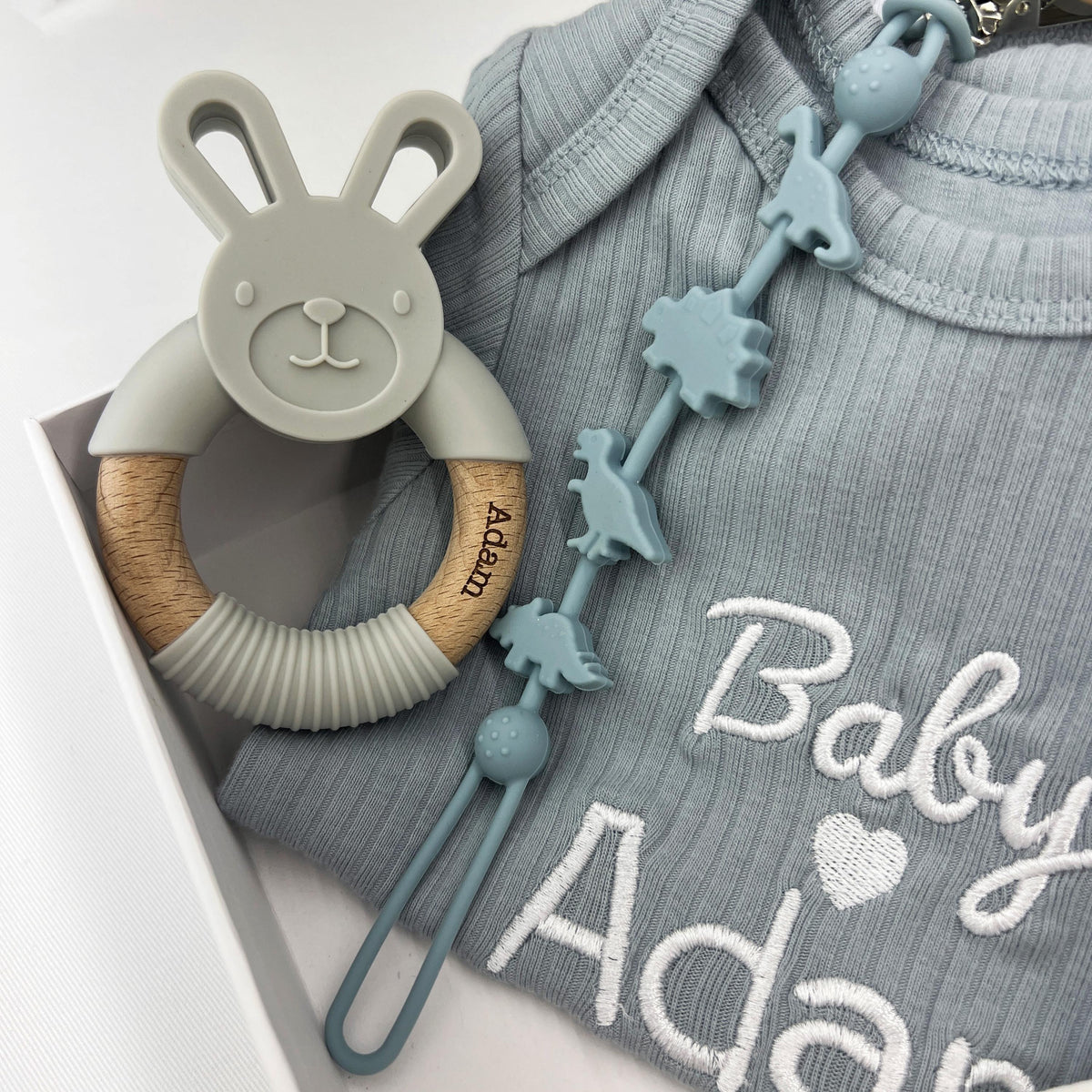 Personalized Baby Boy Gift Set | Organic Cotton Baby Bodysuit & Socks | Custom Name Newborn Gift Box | Baby Shower Gift Ready