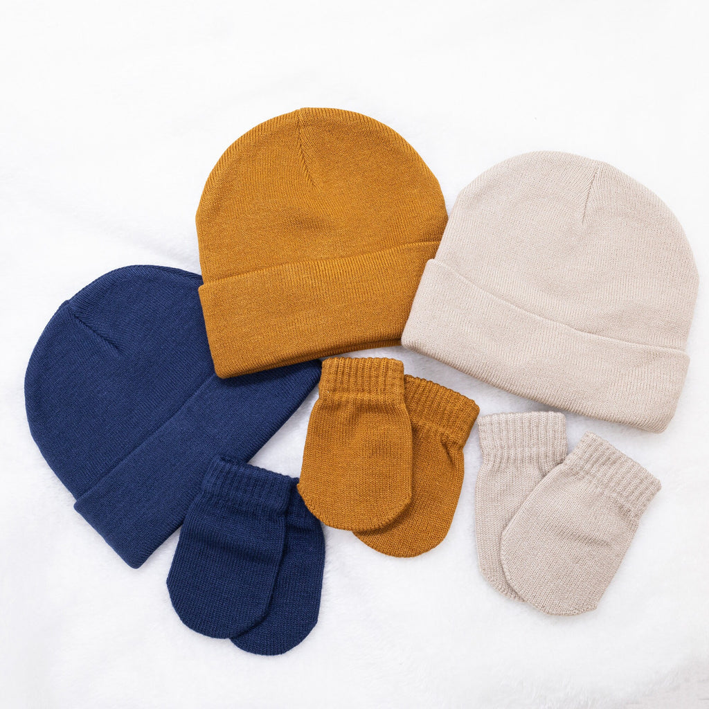 Personalized Embroidery Baby Beanie Set | Baby Hat and Mittens with Name | Soft Non-Toxic Baby Gift for Under 1 Year Old
