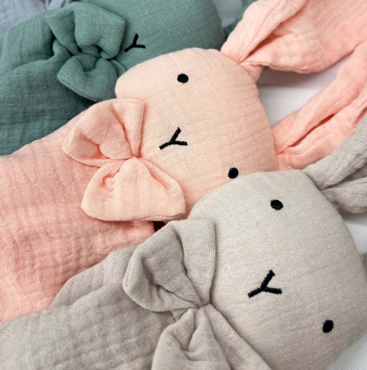 Embroidered Organic Cotton Bunny Lovey, Personalized Baby Gift, Bunny Toy