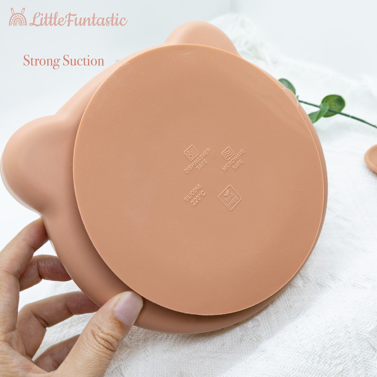 Personalized Bear Silicone Weaning Set | Engraved Wooden Spoon Fork Mealtime Tableware