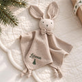Personalized Christmas Bunny Lovey, Organic Cotton Baby Comforter, Custom Name Embroidered Baby Christmas Gift