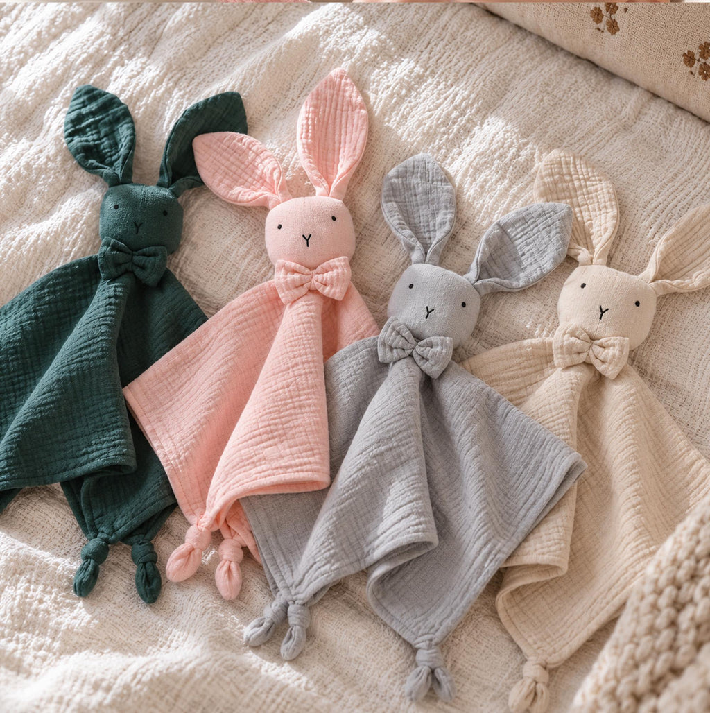 Embroidered Organic Cotton Bunny Lovey, Personalized Baby Gift, Bunny Toy