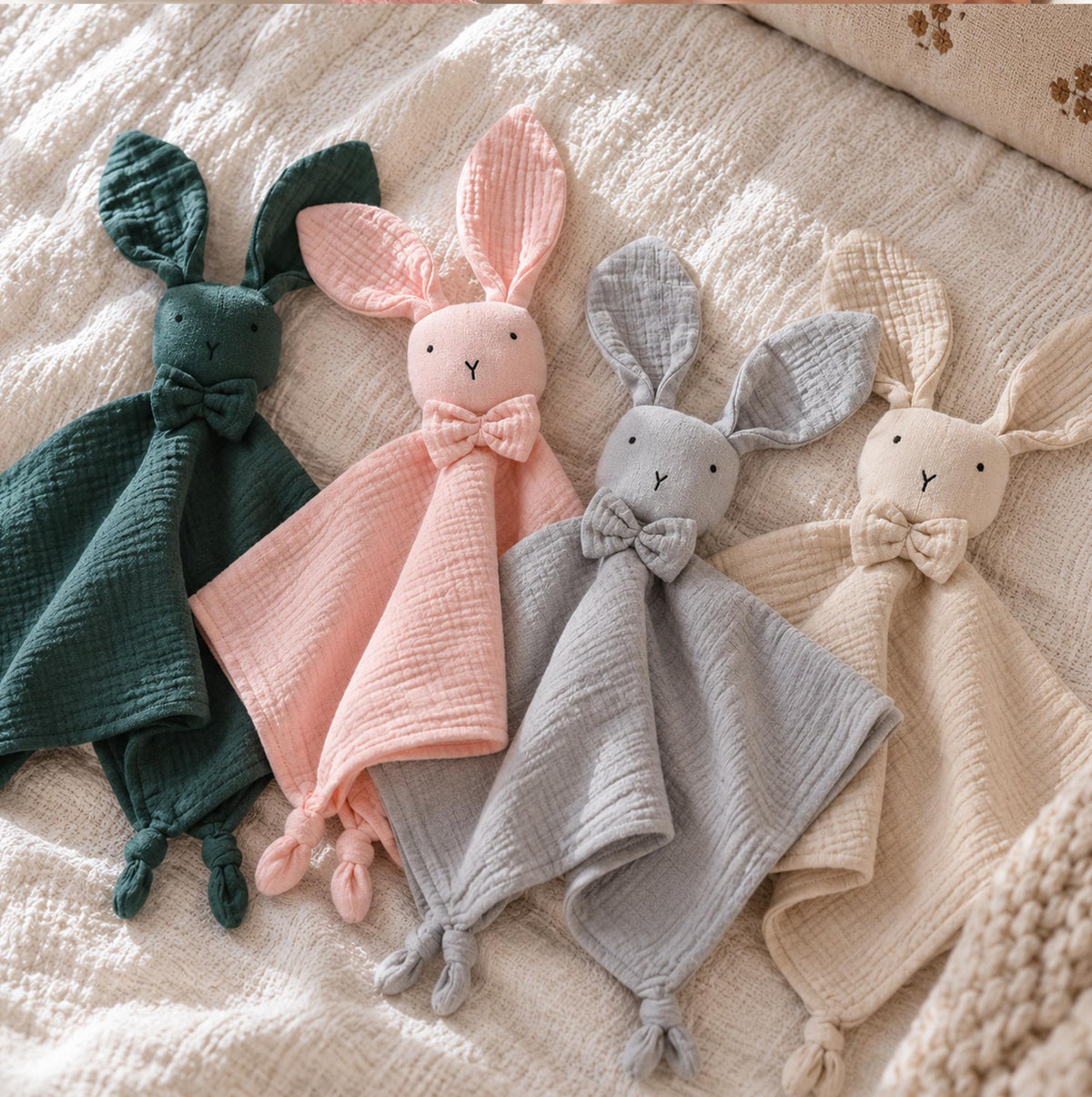 Embroidered Organic Cotton Bunny Lovey, Personalized Baby Gift, Bunny Toy