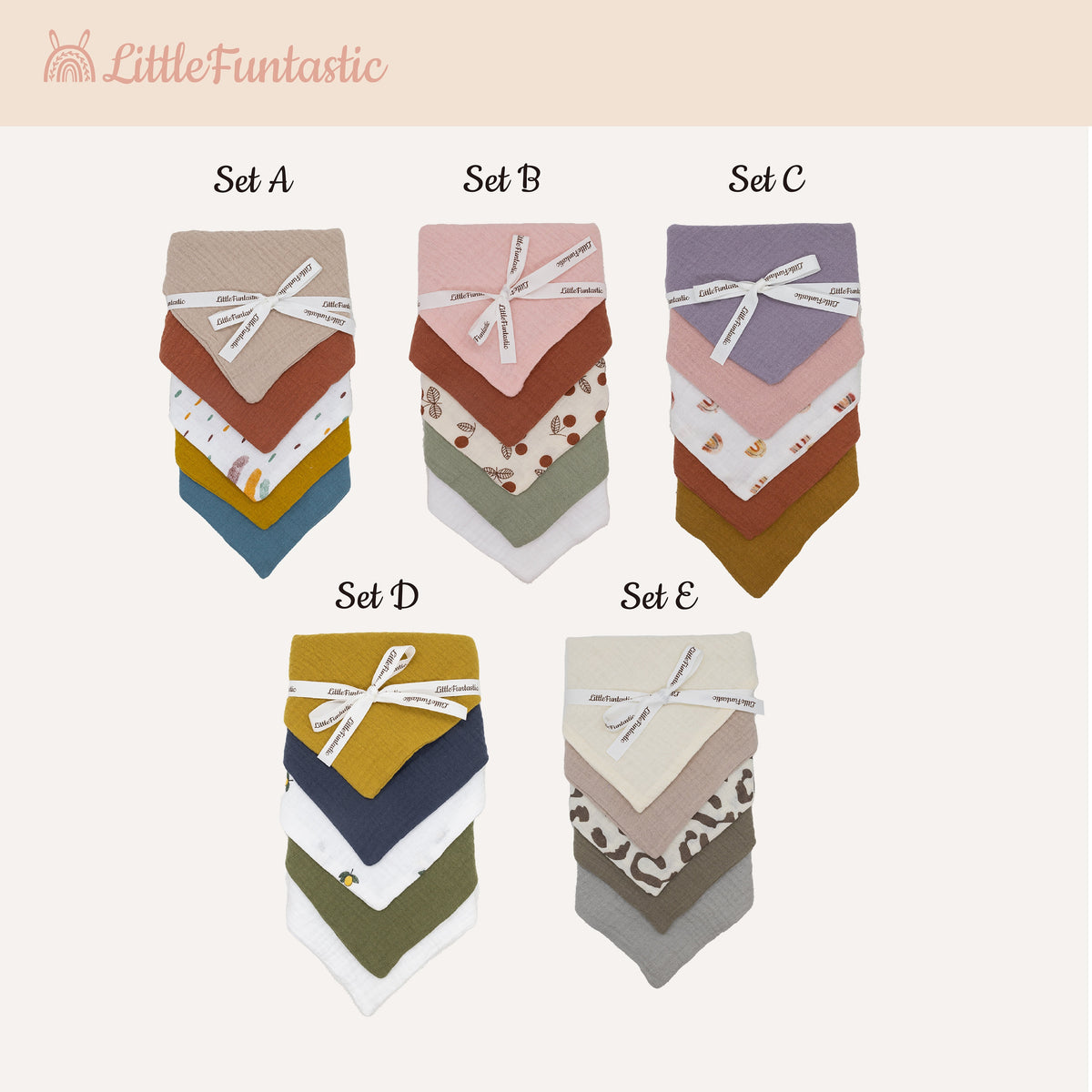 Personalized Baby Bibs Set of 5, 100% Cotton Embroidery Gift