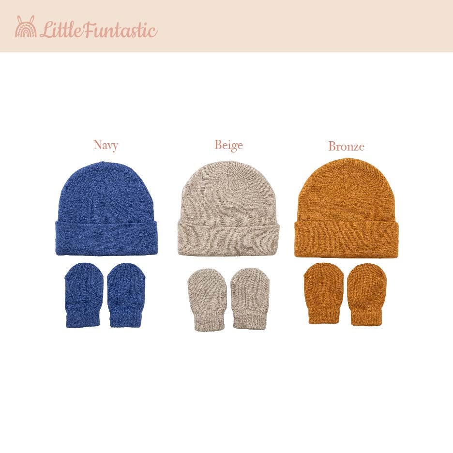 Personalized Embroidery Baby Beanie Set | Baby Hat and Mittens with Name | Soft Non-Toxic Baby Gift for Under 1 Year Old