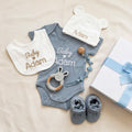 Personalized Baby Boy Gift Set | Organic Cotton Baby Bodysuit & Socks | Custom Name Newborn Gift Box | Baby Shower Gift Ready