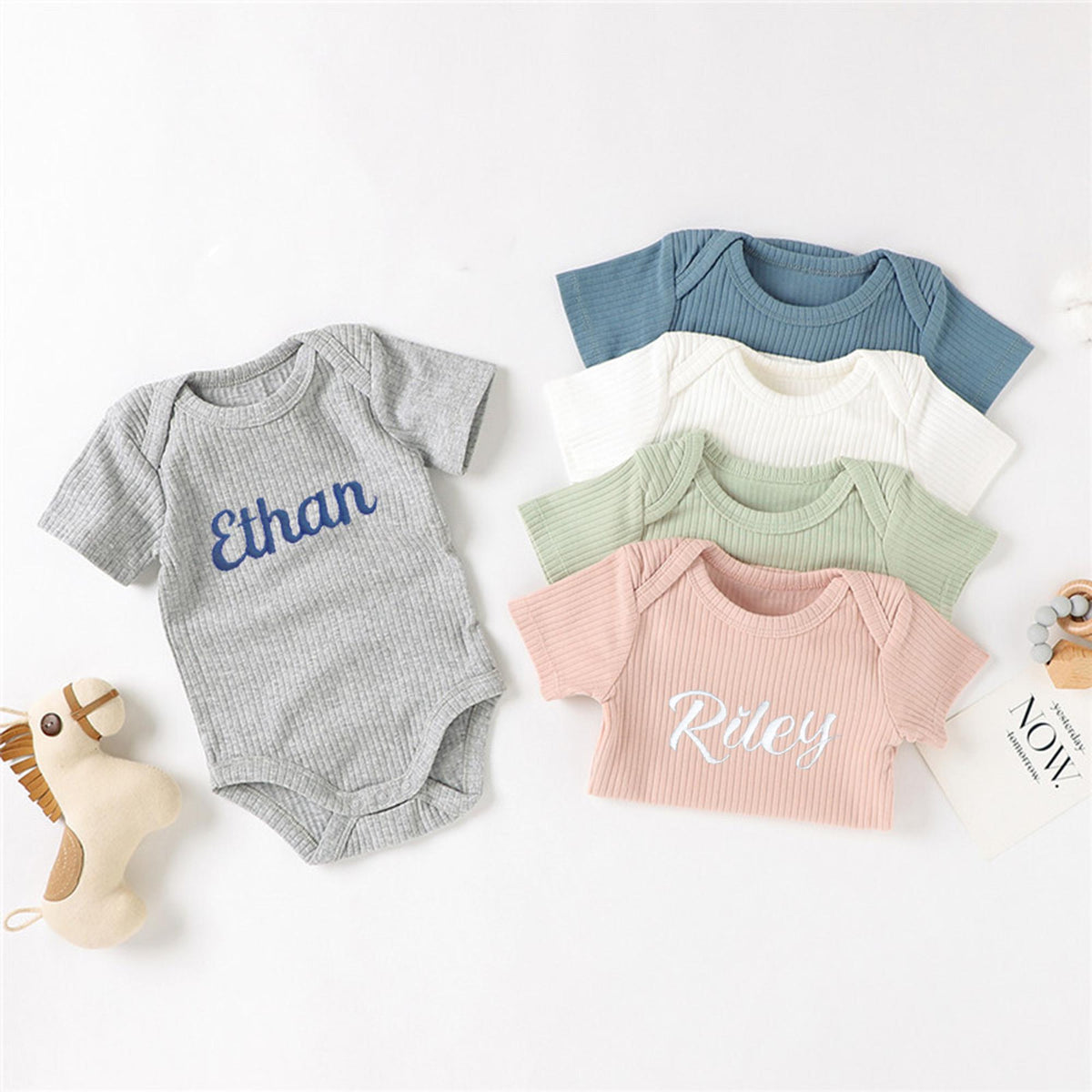 Personalized Baby Bodysuit | Embroidered Name Onesie, Organic Cotton