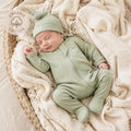 Personalized Organic Cotton Baby Romper and Hat Set, Custom Name Newborn Outfit