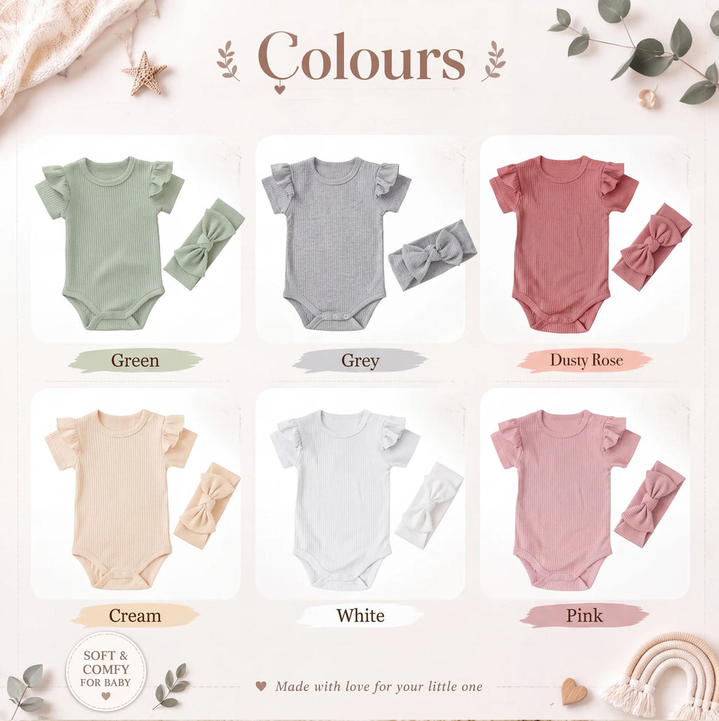Personalized Organic Cotton Baby Bodysuit and Headband Set, Newborn Coming Home Outfit