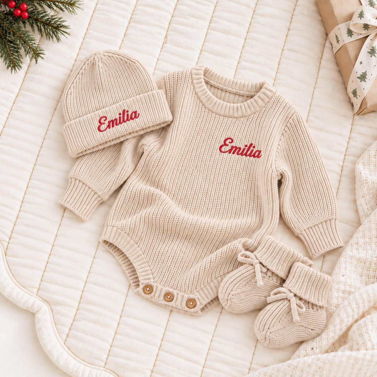 Personalized Baby Knit Romper, Embroidered Name Baby Outfit, Newborn Coming Home Outfit, Baby Shower Gift