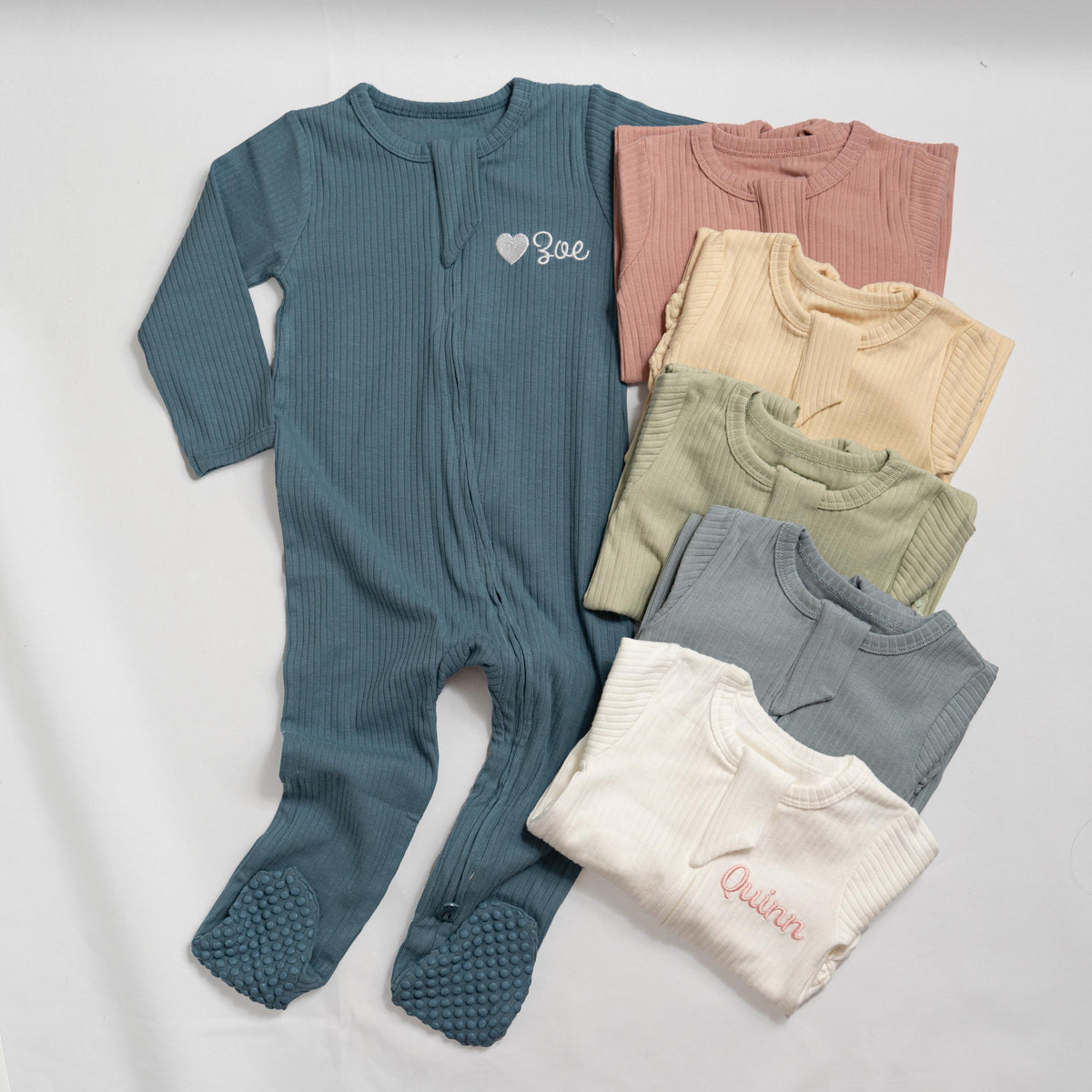 Personalized Baby Name Embroidered Romper: Organic Cotton Ribbed Footie Jumpsuit,Newborn Coming Home Outfit