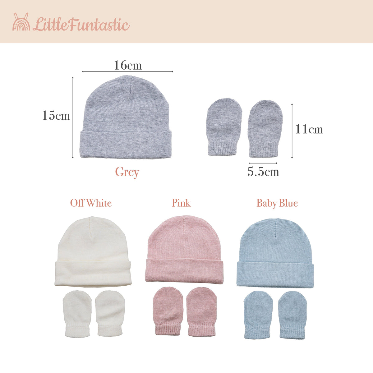 Personalized Embroidery Baby Beanie Set | Baby Hat and Mittens with Name | Soft Non-Toxic Baby Gift for Under 1 Year Old