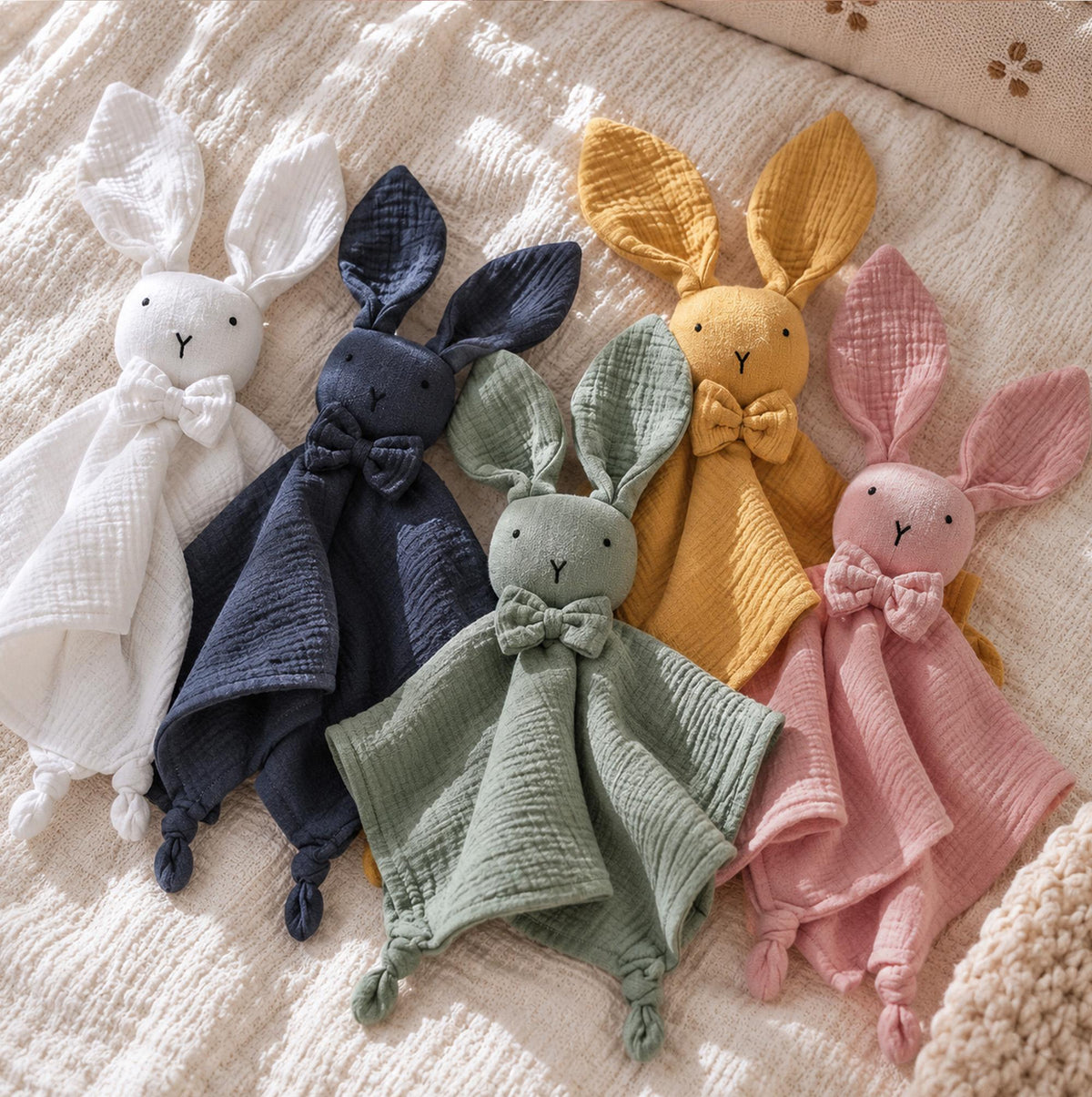 Embroidered Organic Cotton Bunny Lovey, Personalized Baby Gift, Bunny Toy