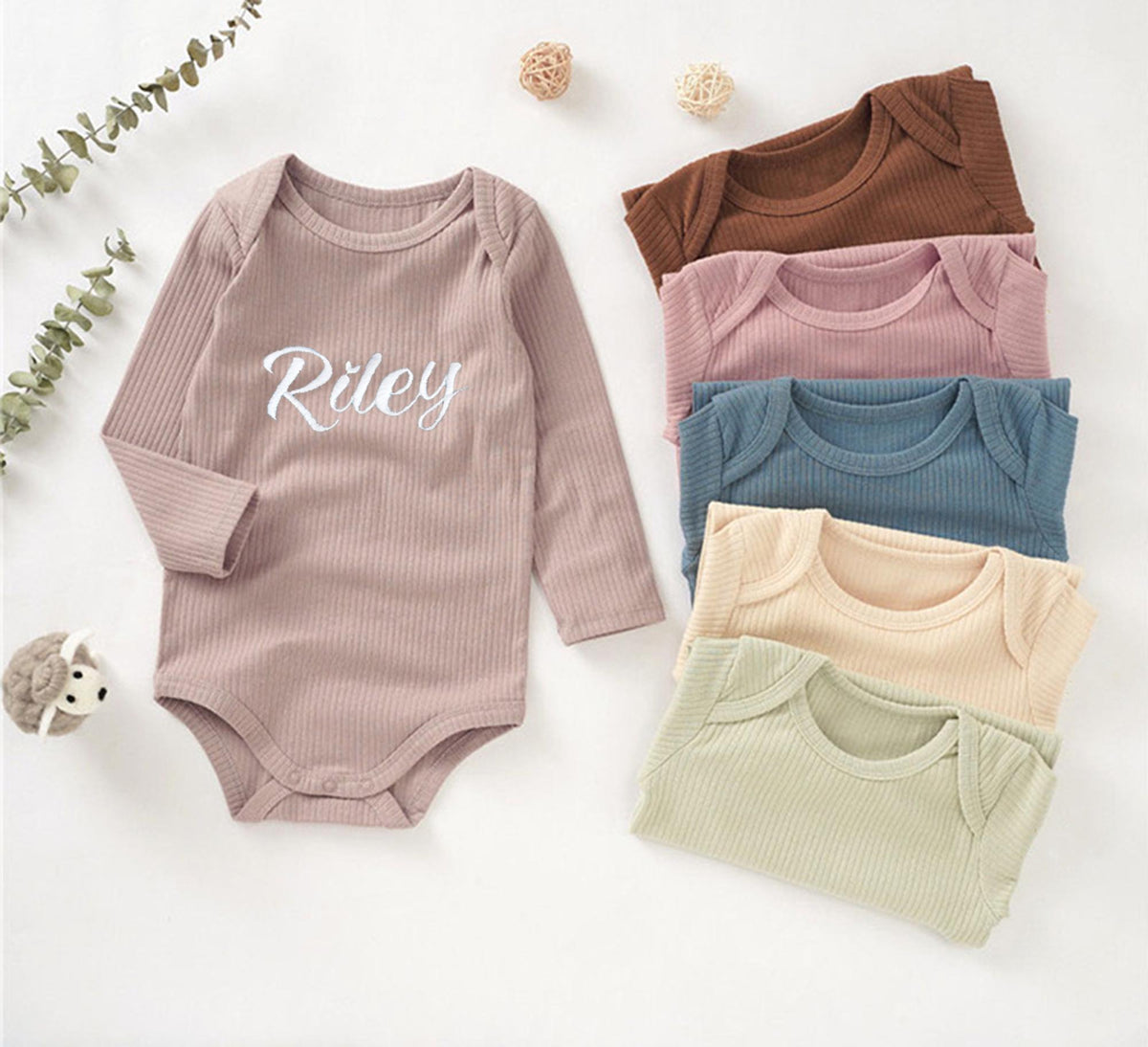 Personalized Embroidered Baby Bodysuit | Organic Cotton Name Onesie, Neutral Style