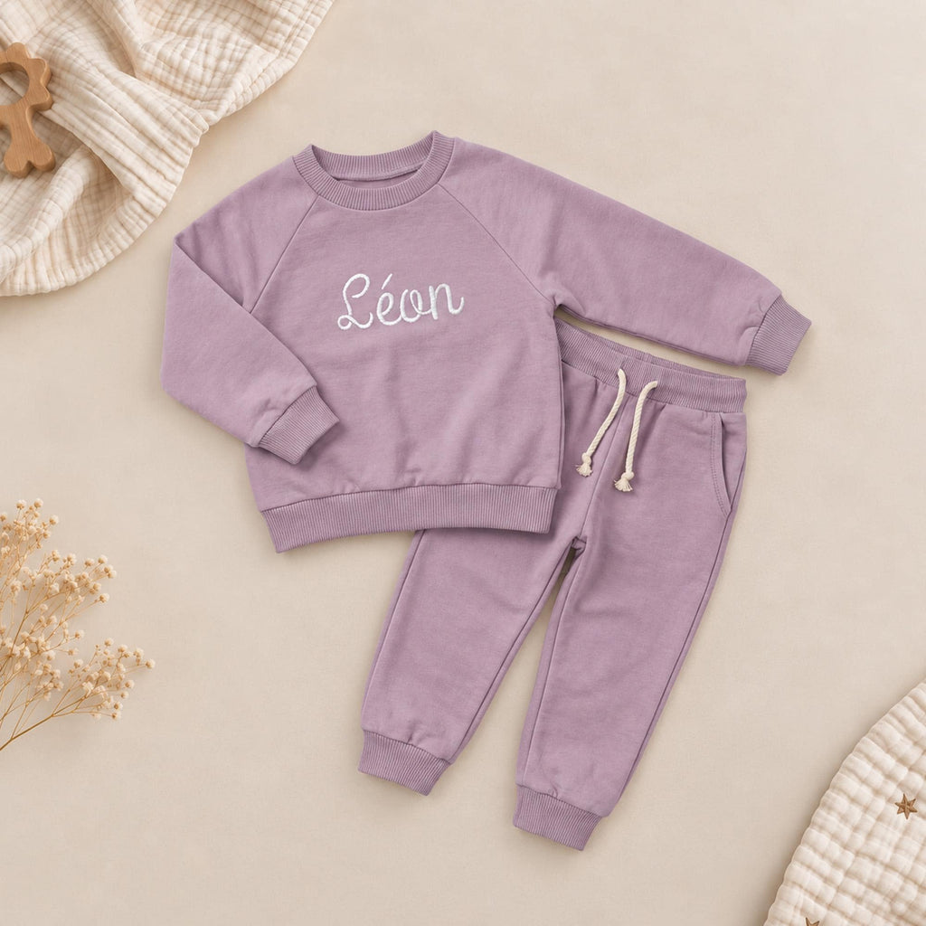 Personalized Baby Outfit, Organic Cotton Sweatshirt & Jogger Set, Embroidered Name Toddler Outfit, Baby Boy Girl Clothes, Baby Gift