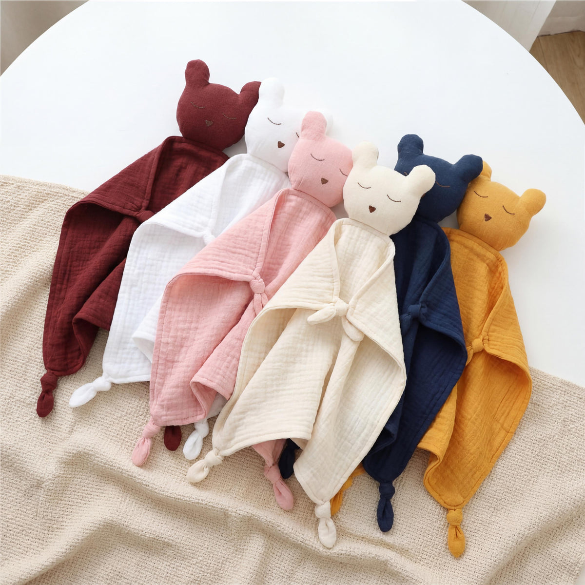 Embroidered Organic Cotton Bear Lovey, Personalized Baby Gift
