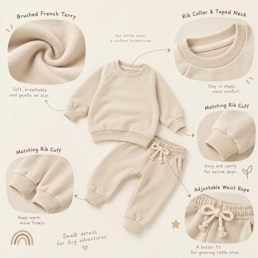 Personalized Baby Outfit, Organic Cotton Sweatshirt & Jogger Set, Embroidered Name Toddler Outfit, Baby Boy Girl Clothes, Baby Gift