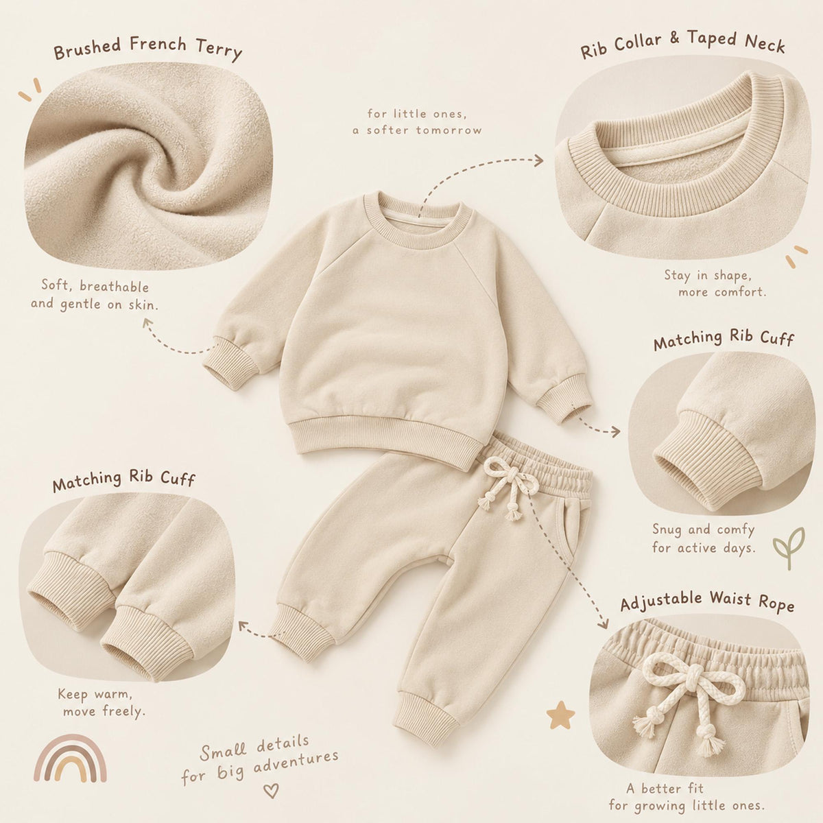 Personalized Baby Outfit, Organic Cotton Sweatshirt & Jogger Set, Embroidered Name Toddler Outfit, Baby Boy Girl Clothes, Baby Gift