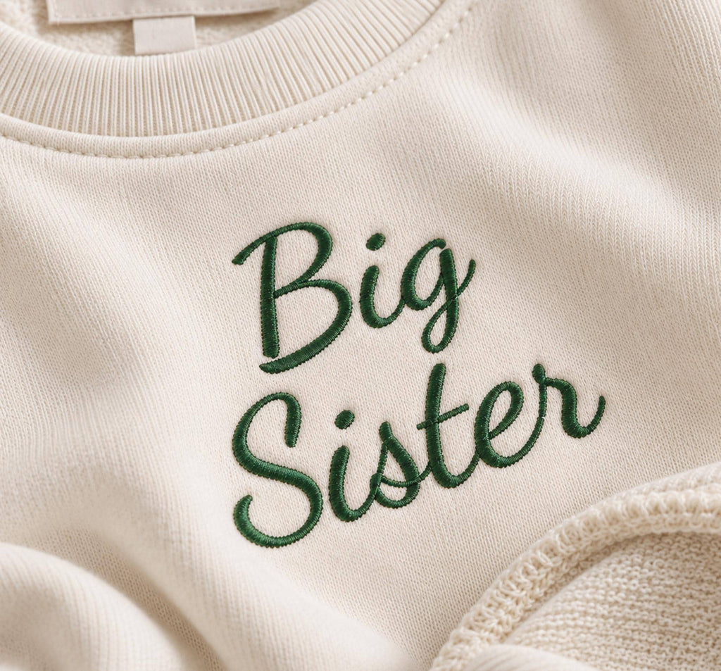 Organic Cotton Christmas Outfit for Kids, Personalized Matching Sibling Set, Brother Sister Christmas Outfit, Embroidered Sweatshirt Pants