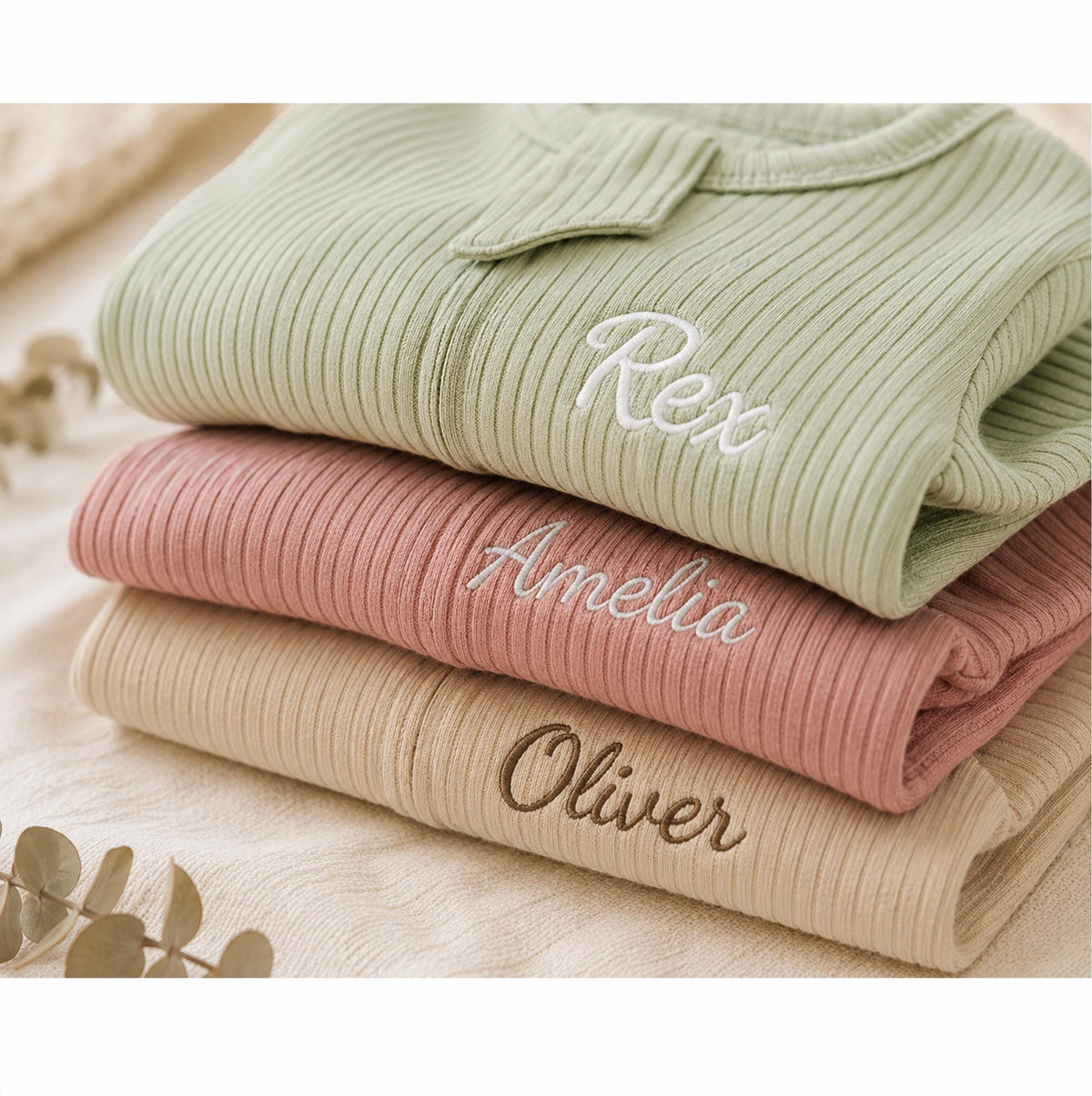 Personalized Baby Romper, Hat & Bunny Lovey Set, Newborn Gift (Organic Cotton)