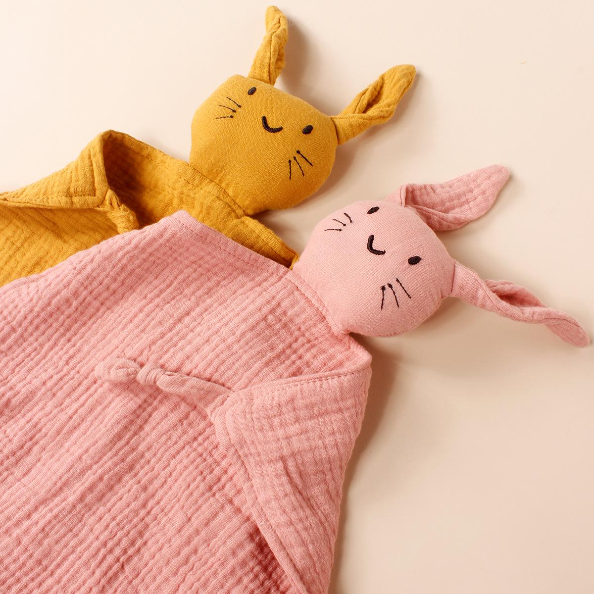 Baby Bunny Soothing Towel Set: Muslin Comforter, Bib & Teether Ring